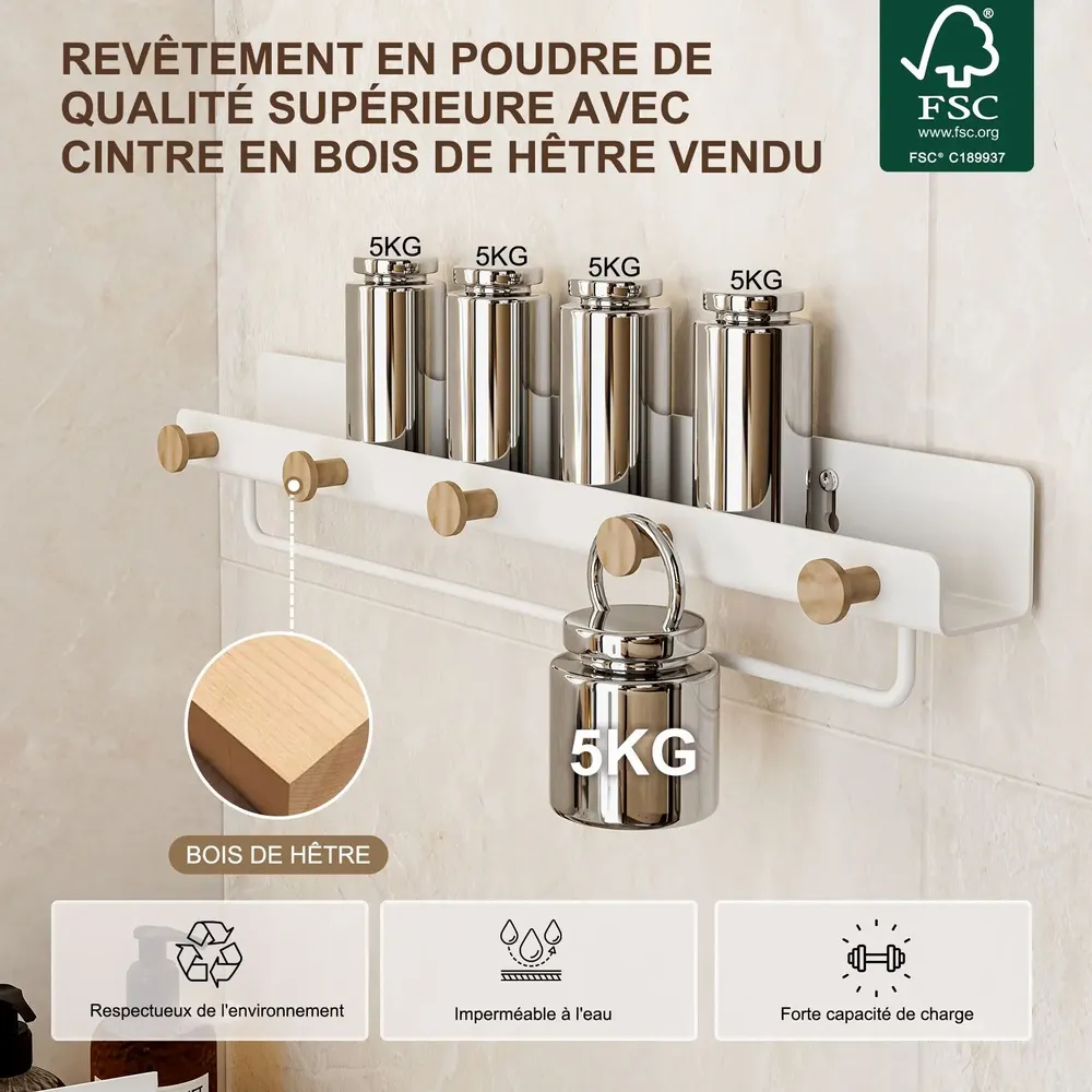 Shelves - KAPANOU Shelf with hooks CCC002-W - KAPANOU