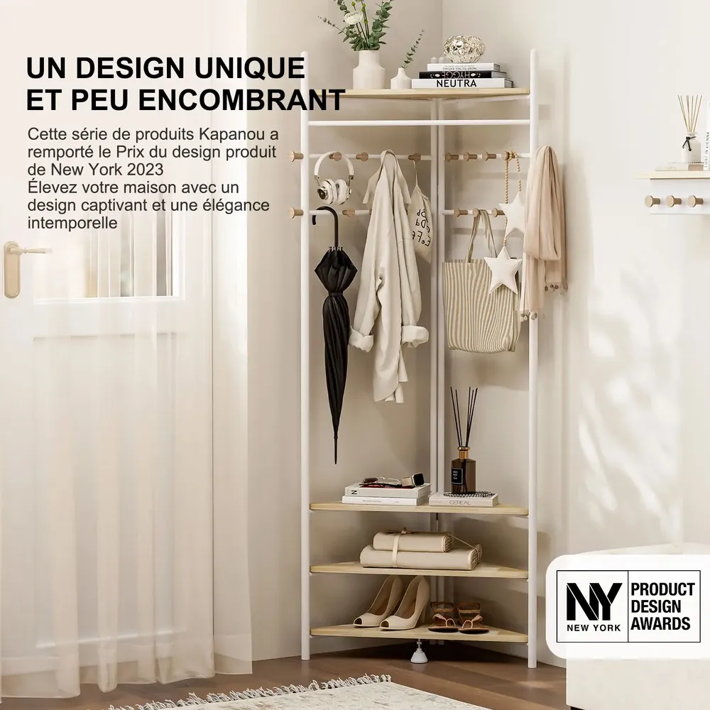 Etagères - KAPANOU Porte-manteau d'angle CCC006-W - KAPANOU