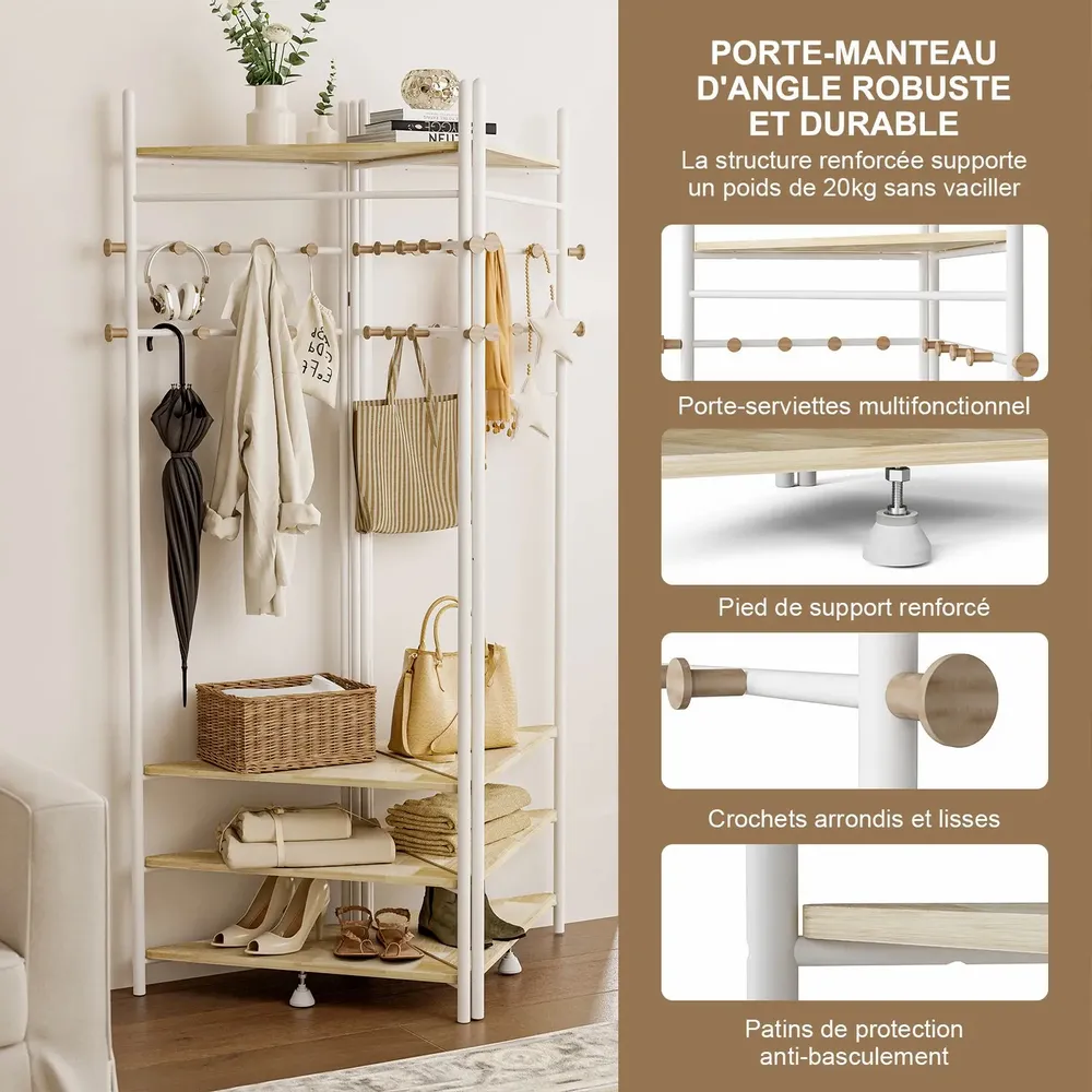 Etagères - KAPANOU Porte-manteau d'angle CCC006-W - KAPANOU