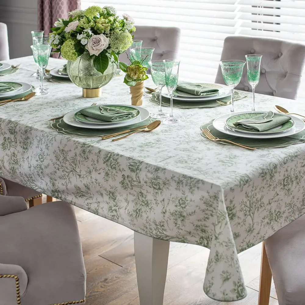 Placemats - Embroidered Placemats Green Petali - 6 pieces - ROSEBERRY HOME