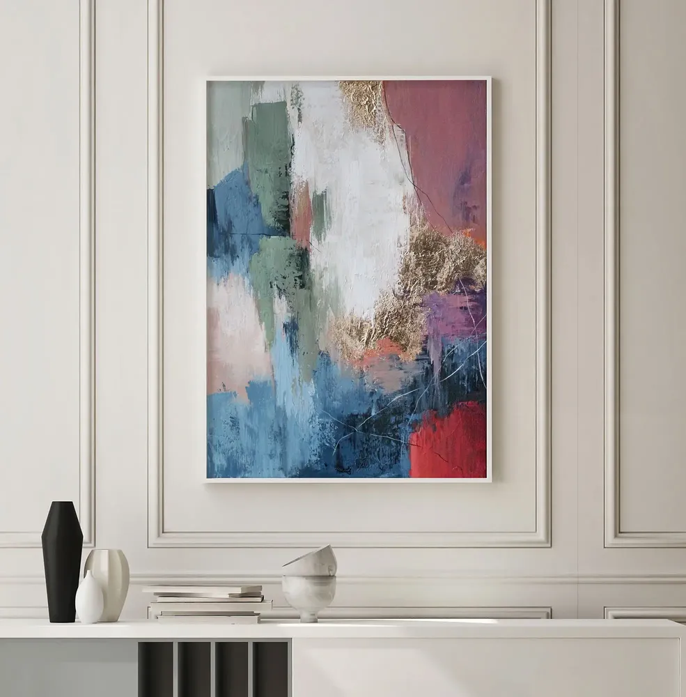 Aménagements pour bureau - « Brume » Série de peintures abstraites texturées faites à la main - MATISS ART STUDIO