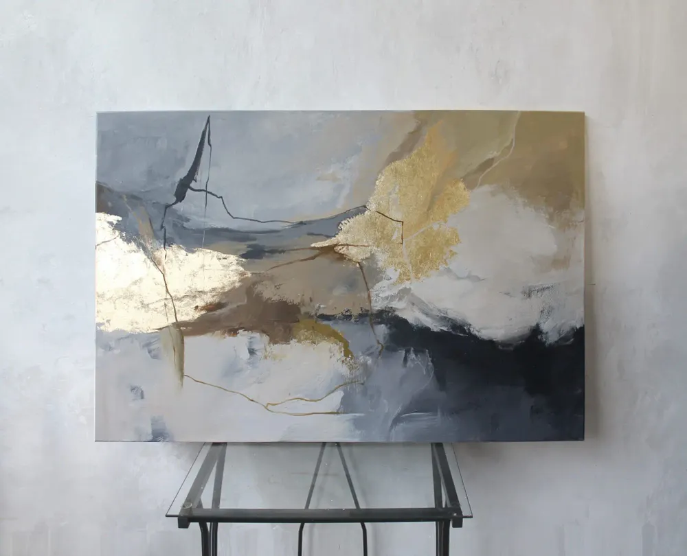 Office design and planning - « Desert » Series of handmade textured abstract paintings - MATISS ART STUDIO
