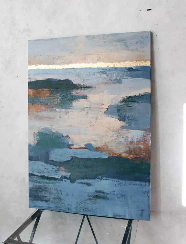 Aménagements pour bureau - « Estuary » Série de peintures abstraites texturées faites à la main - MATISS ART STUDIO