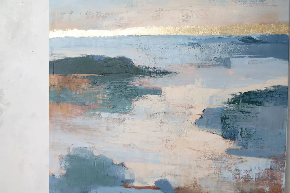 Aménagements pour bureau - « Estuary » Série de peintures abstraites texturées faites à la main - MATISS ART STUDIO