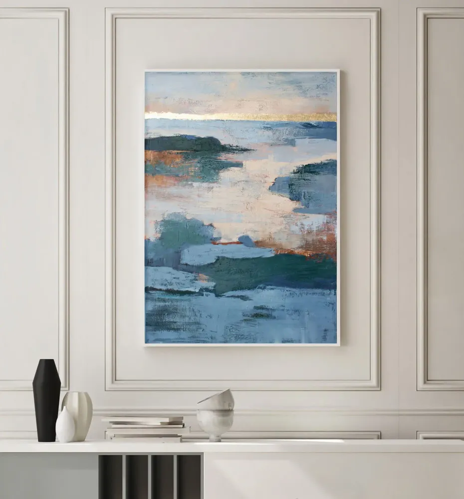 Aménagements pour bureau - « Estuary » Série de peintures abstraites texturées faites à la main - MATISS ART STUDIO