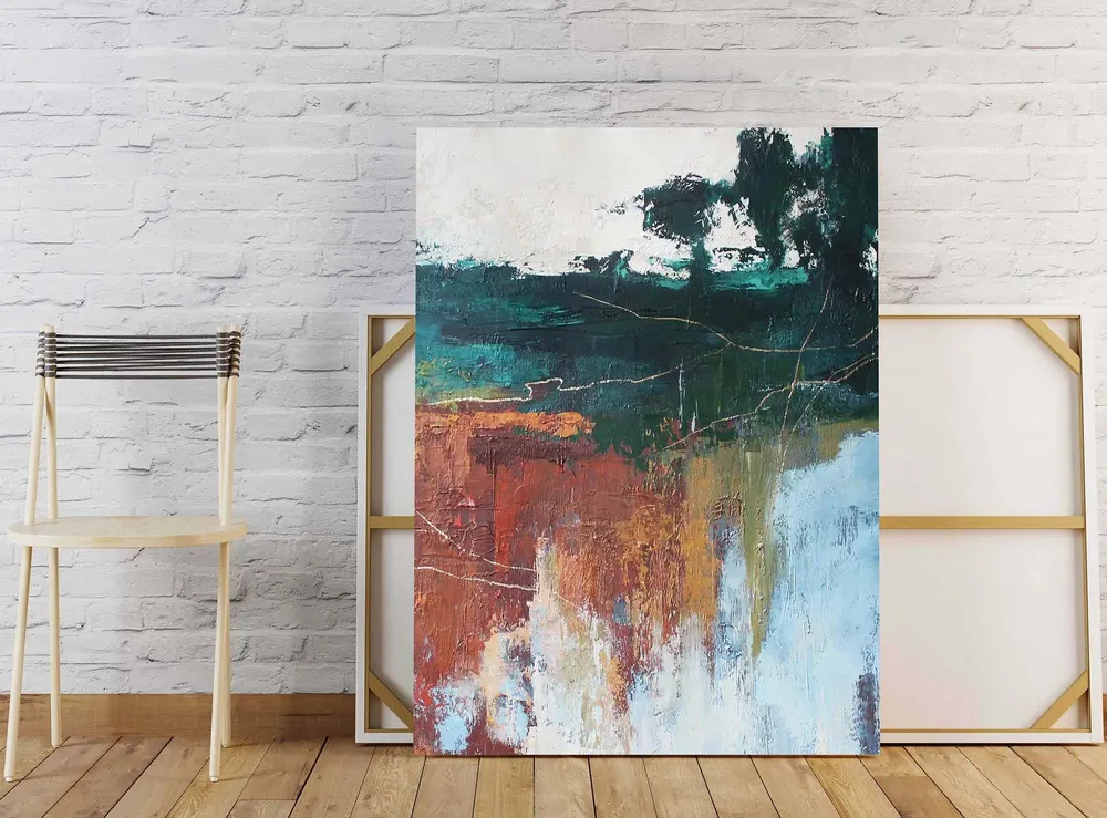 Aménagements pour bureau - « North » Série de peintures abstraites texturées faites à la main - MATISS ART STUDIO