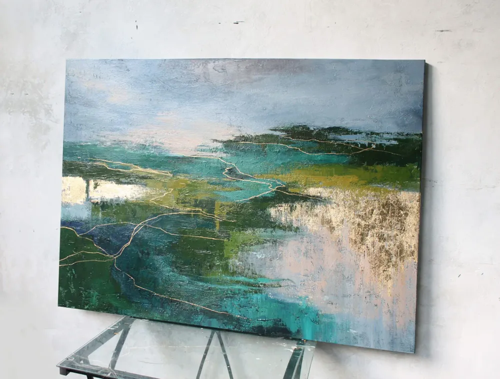 Aménagements pour bureau - « North » Série de peintures abstraites texturées faites à la main - MATISS ART STUDIO