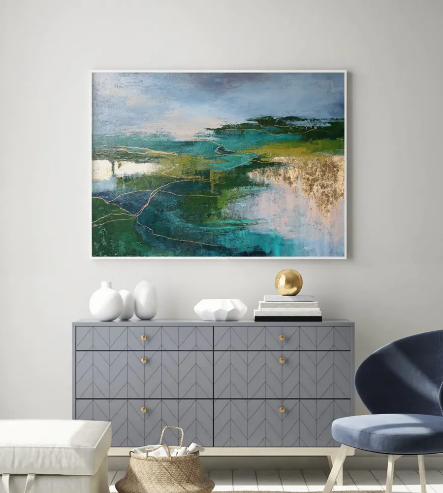 Aménagements pour bureau - « North » Série de peintures abstraites texturées faites à la main - MATISS ART STUDIO