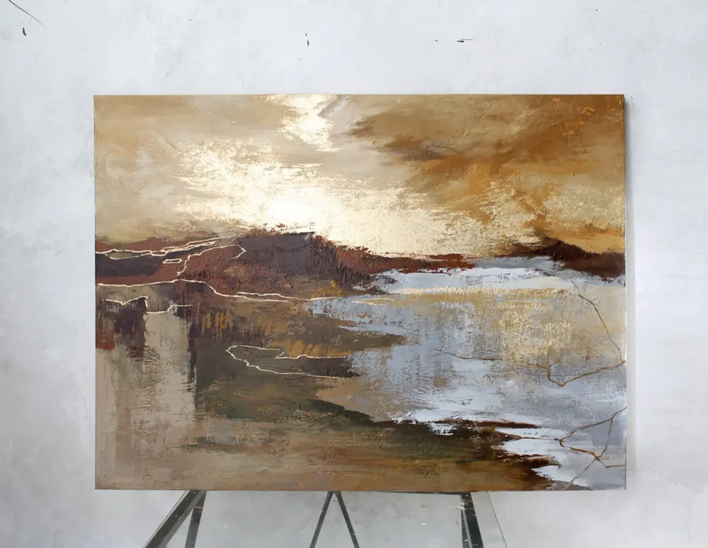 Aménagements pour bureau - « Calabria » Série de peintures abstraites texturées faites à la main - MATISS ART STUDIO