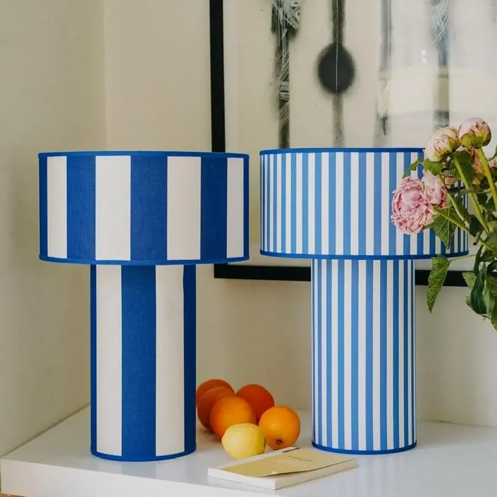 Table lamps - Lamp - GM red and white striped OCTAVEO - CÔTE OUEST DÉCO - PRO