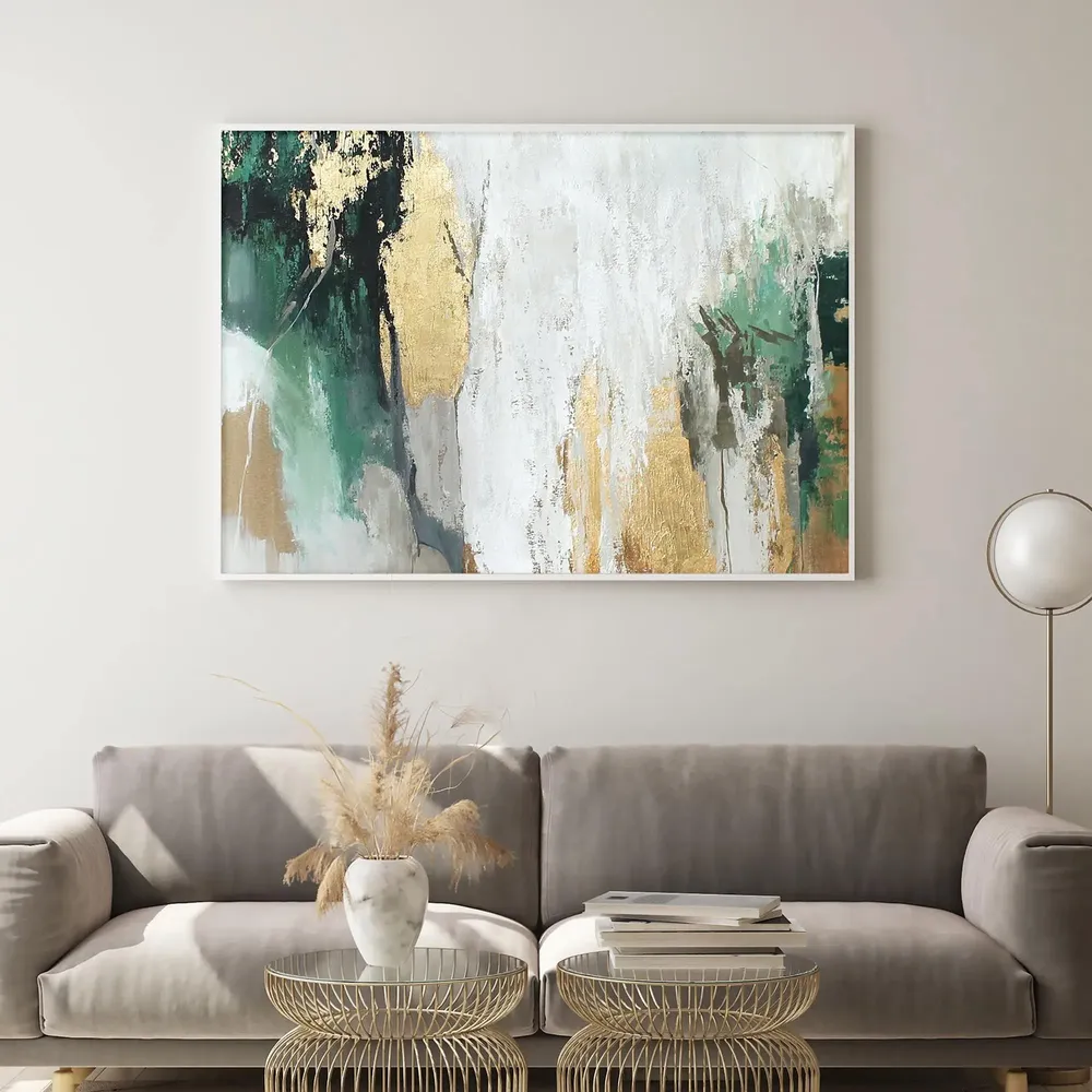 Office design and planning - « Green Avalanche» Series of handmade textured abstract paintings - MATISS ART STUDIO