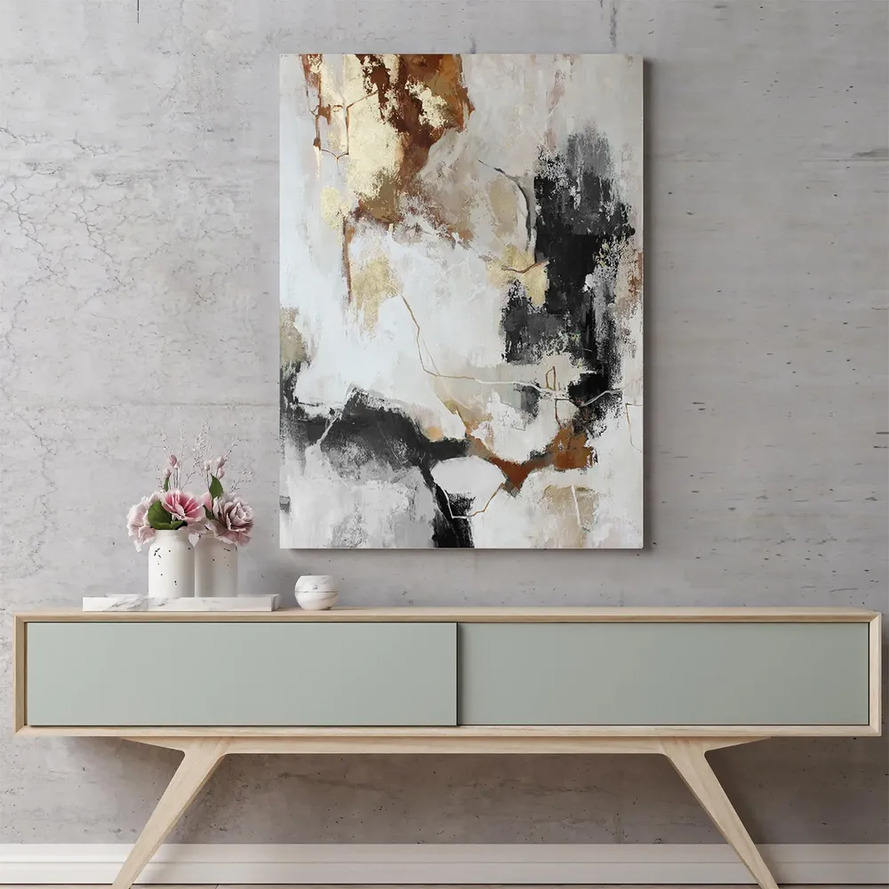 Office design and planning - « Green flux » Series of handmade textured abstract paintings - MATISS ART STUDIO