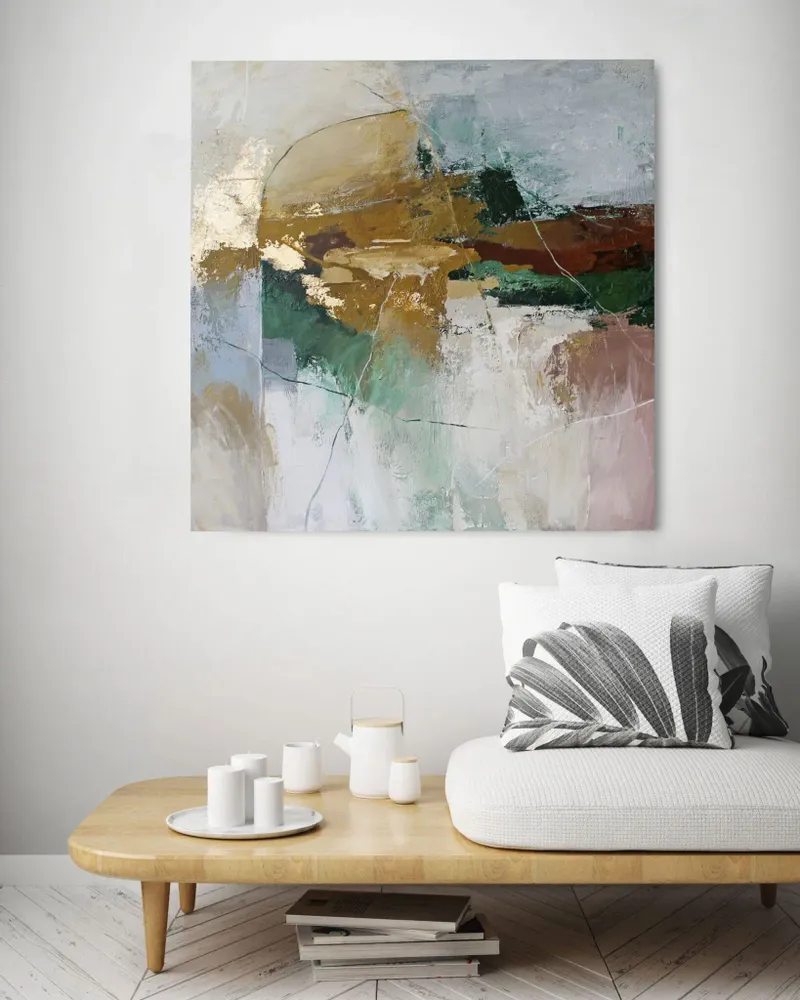 Office design and planning - « Cliff » Series of handmade textured abstract paintings - MATISS ART STUDIO