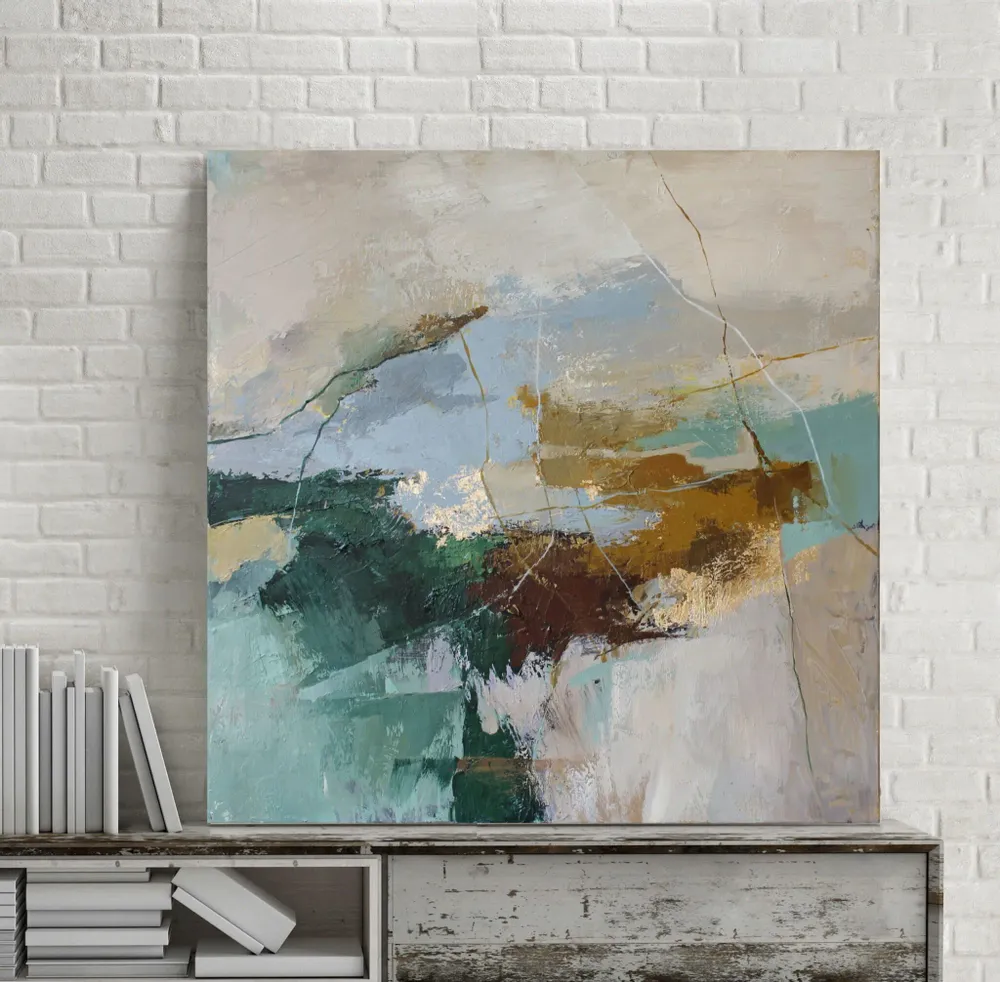 Office design and planning - « Cliff » Series of handmade textured abstract paintings - MATISS ART STUDIO