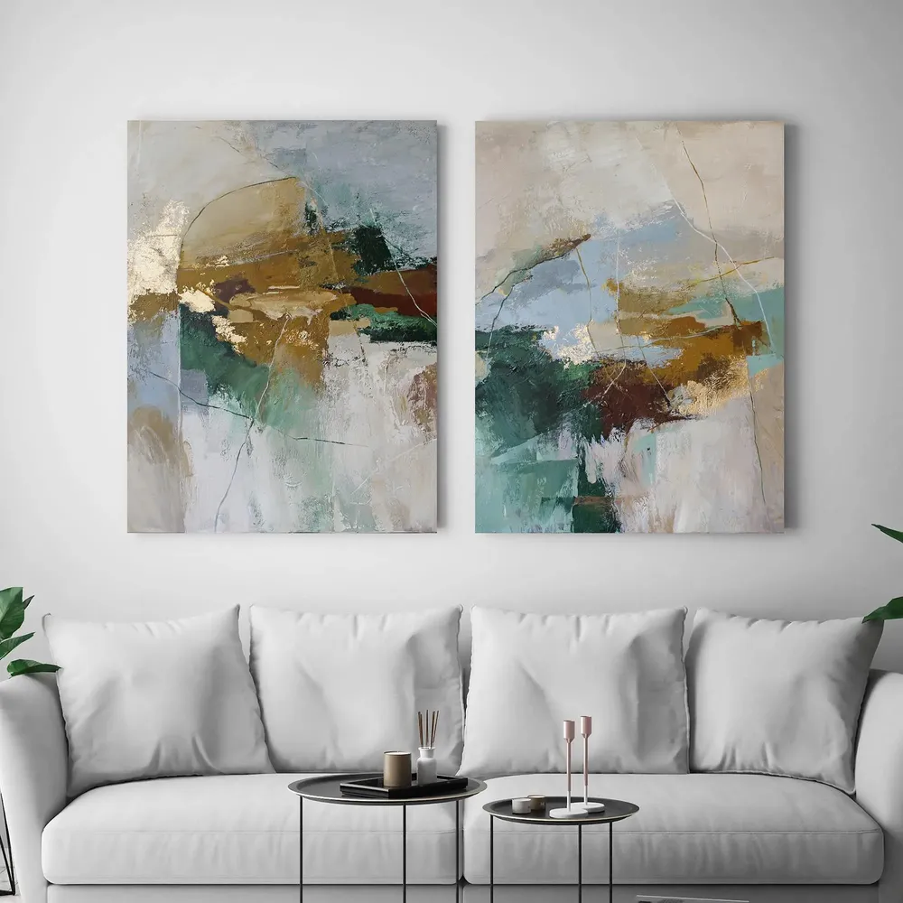Office design and planning - « Cliff » Series of handmade textured abstract paintings - MATISS ART STUDIO
