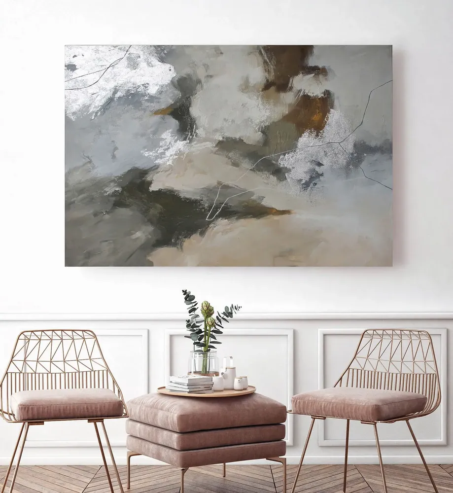 Office design and planning - « Velor » Series of handmade textured abstract paintings - MATISS ART STUDIO