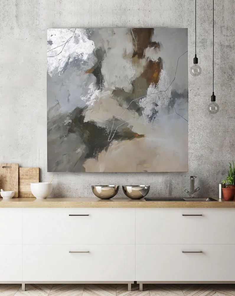 Office design and planning - « Velor » Series of handmade textured abstract paintings - MATISS ART STUDIO
