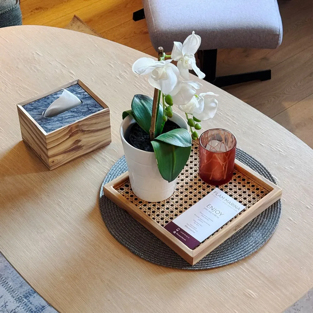 Storage boxes - Solid Wood & Rattan Tray - TAIWAN CRAFTS & DESIGN