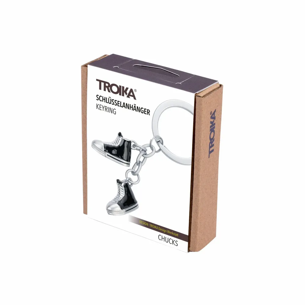 Cadeaux - Porte-clés avec 2 pendentifs : mini ,,CHUCKS'' noirs - TROIKA GERMANY
