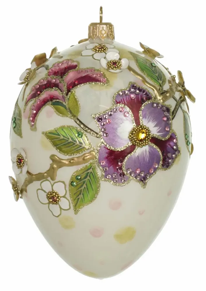Christmas garlands and baubles - Translucent Apple Blossom Egg - GLITTERLAB