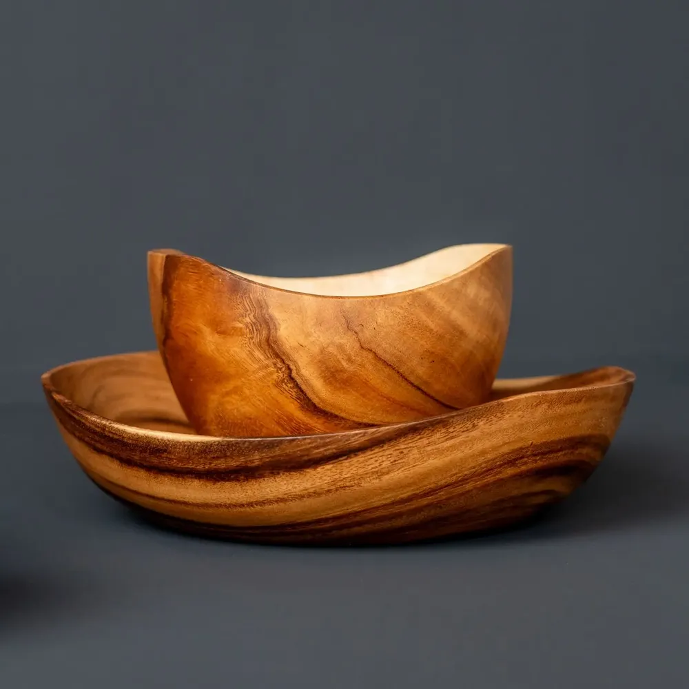 Platter and bowls - Flare acacia bowls - KINTA