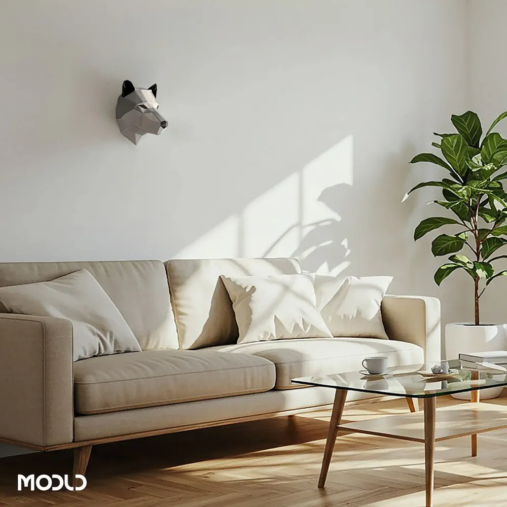 Design objects - The Howler - 3D-Printed Low Poly Wolf Head Wall Art - MODLD