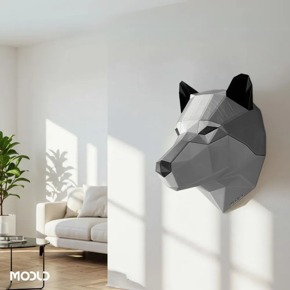 Design objects - The Howler - 3D-Printed Low Poly Wolf Head Wall Art - MODLD