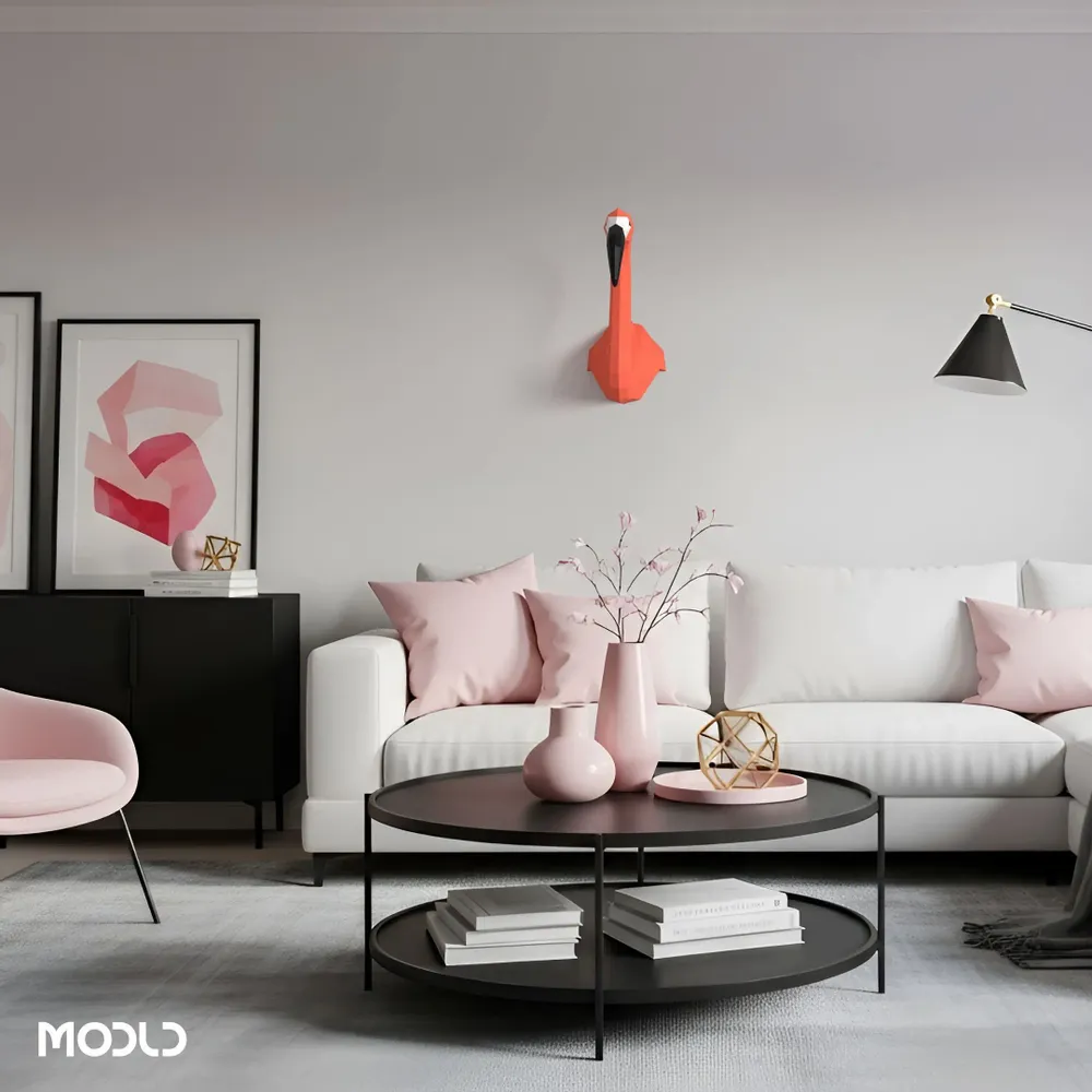 Design objects - Pinkster - 3D-Printed Low Poly Flamingo Statue Wall Art - MODLD