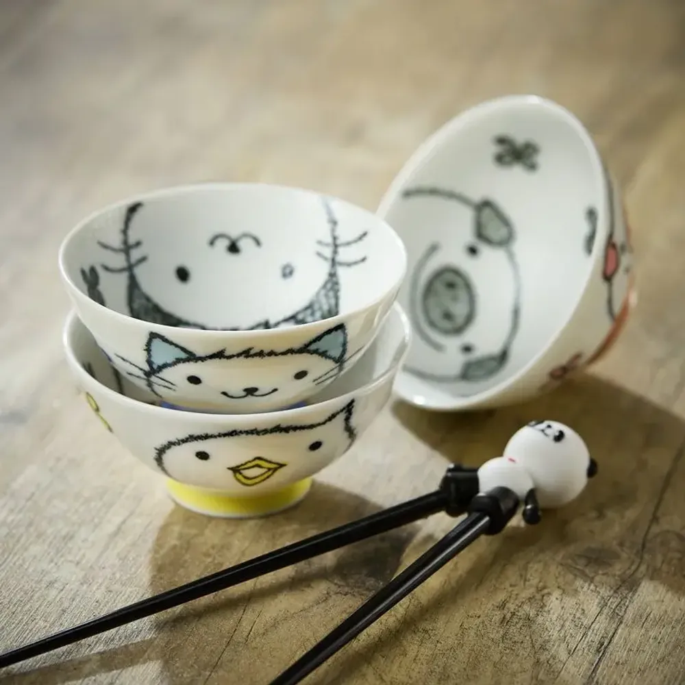 Bowls - Rice Bowl - Animal Pattern - NISHIKIDÔRI