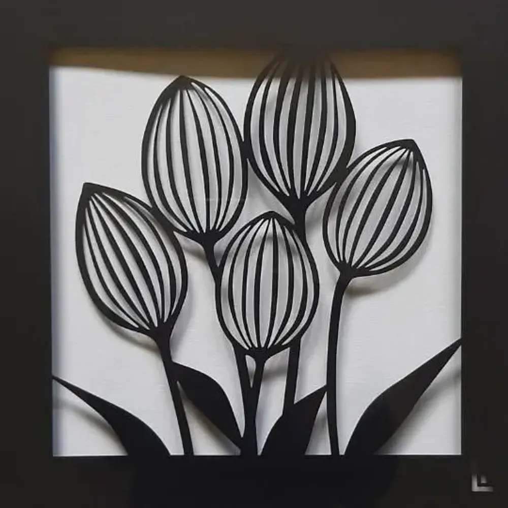 Décorations florales - Paper Cut Noir - Découpe Artisanale - Tulipes - LUMBRA BY PELLAS