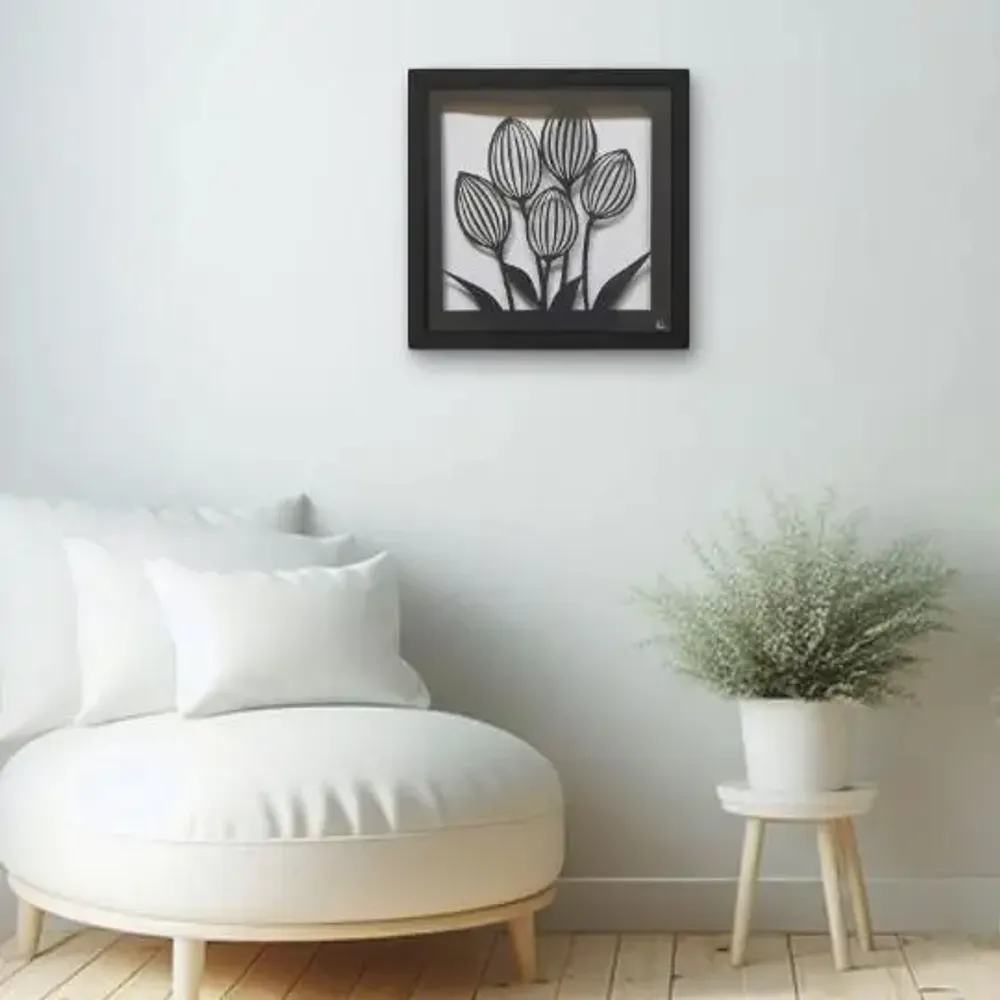 Décorations florales - Paper Cut Noir - Découpe Artisanale - Tulipes - LUMBRA BY PELLAS