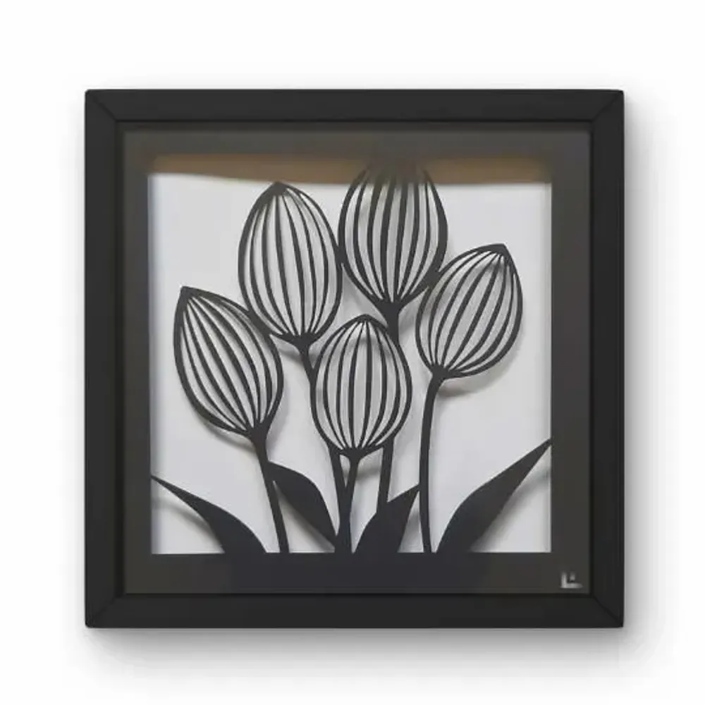 Décorations florales - Paper Cut Noir - Découpe Artisanale - Tulipes - LUMBRA BY PELLAS