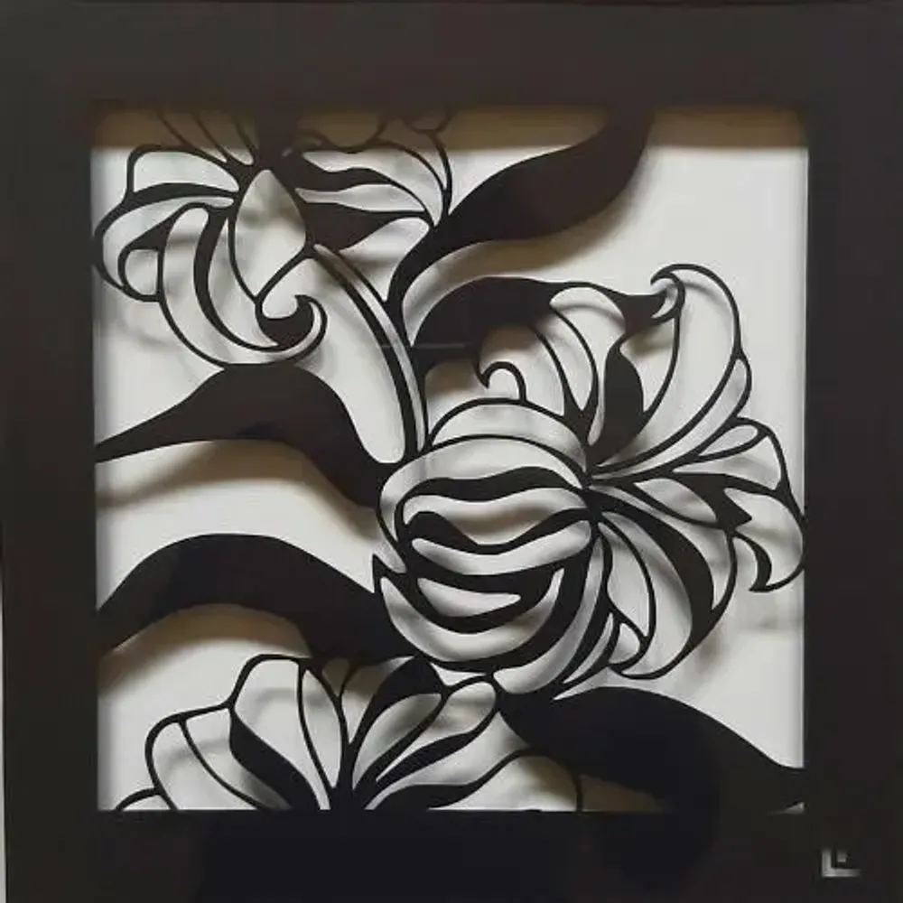 Autres décorations murales - Paper Cut Noir - Découpe Artisanale - FLEURS DE LYS - LUMBRA BY PELLAS
