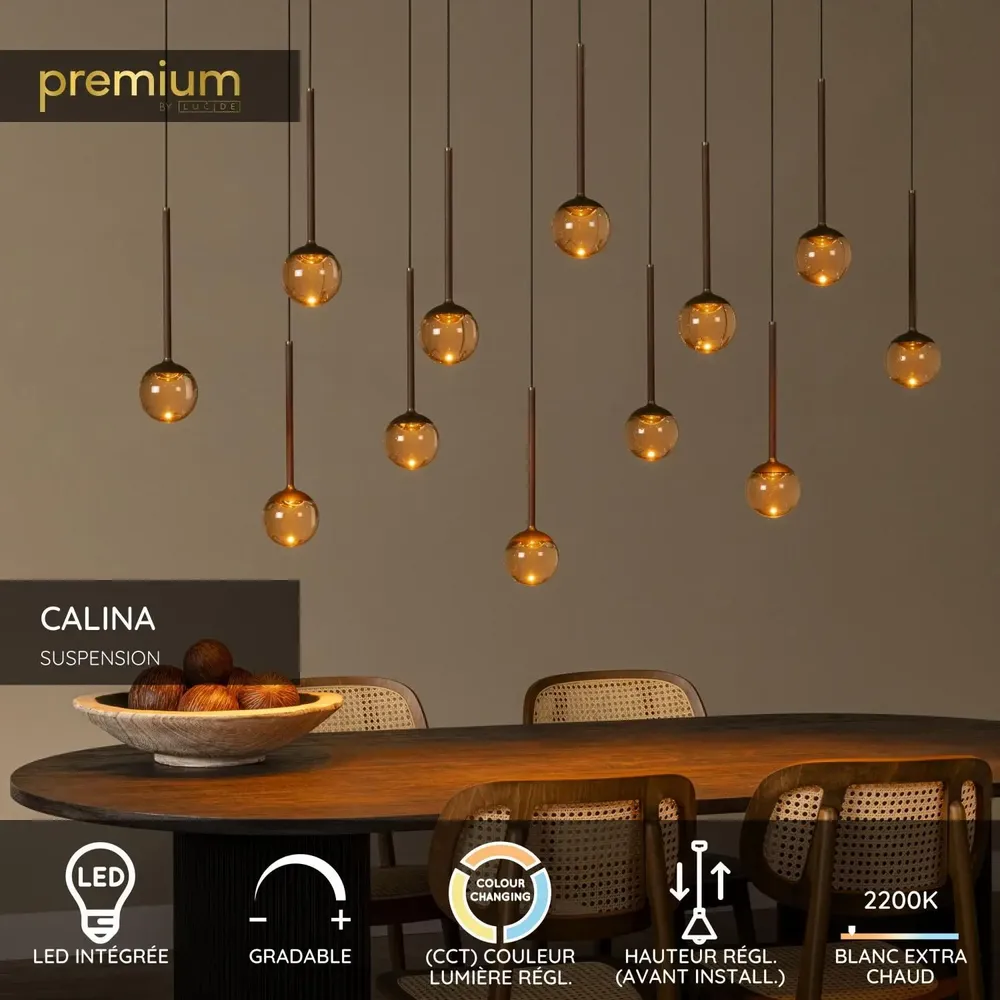 Hanging lights - Lucide CALINA - Pendant Light - Ø 70 cm - LED Dim. - 12x7W PREMIUM - LUCIDE