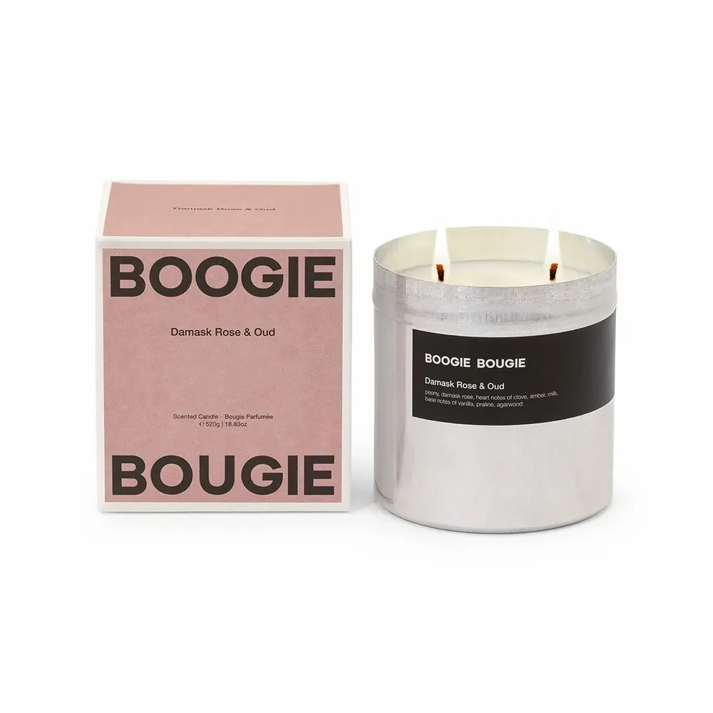 Candles - DAMASK ROSE & OUD I Scented candle, 520gr - BOOGIE BOUGIE
