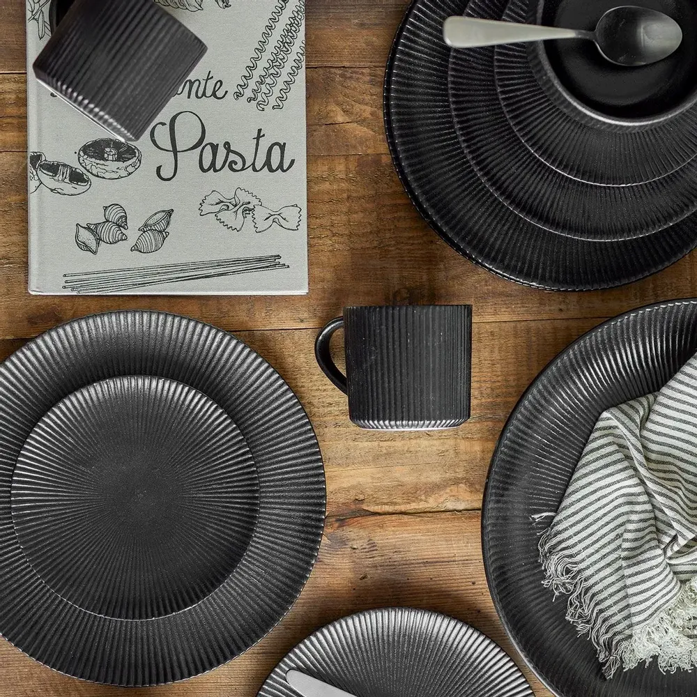 Platter and bowls - Neri Dinnerware Set, Black, Stoneware - BLOOMINGVILLE MULTIBRAND HOUSE