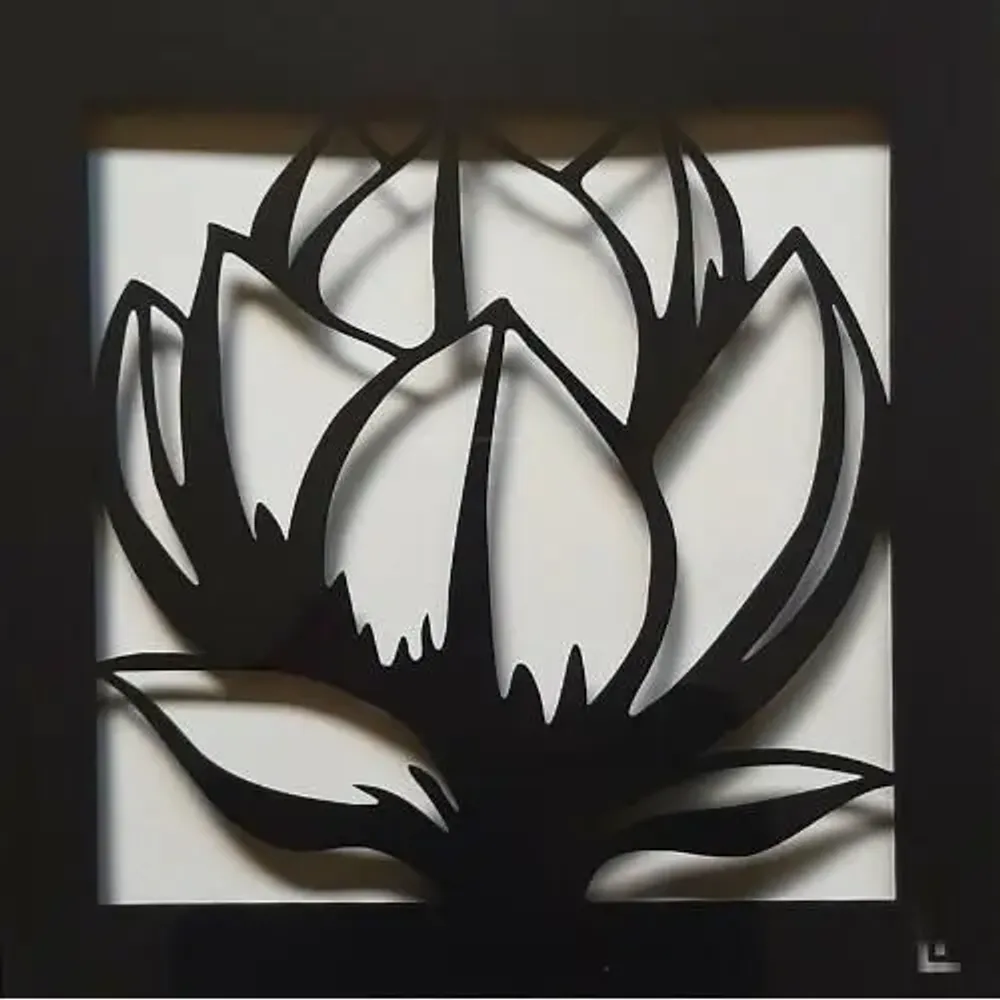 Other wall decoration - Black Paper Cut - Handmade Cutting - MAGNOLIA FLOWER - LUMBRA BY PELLAS