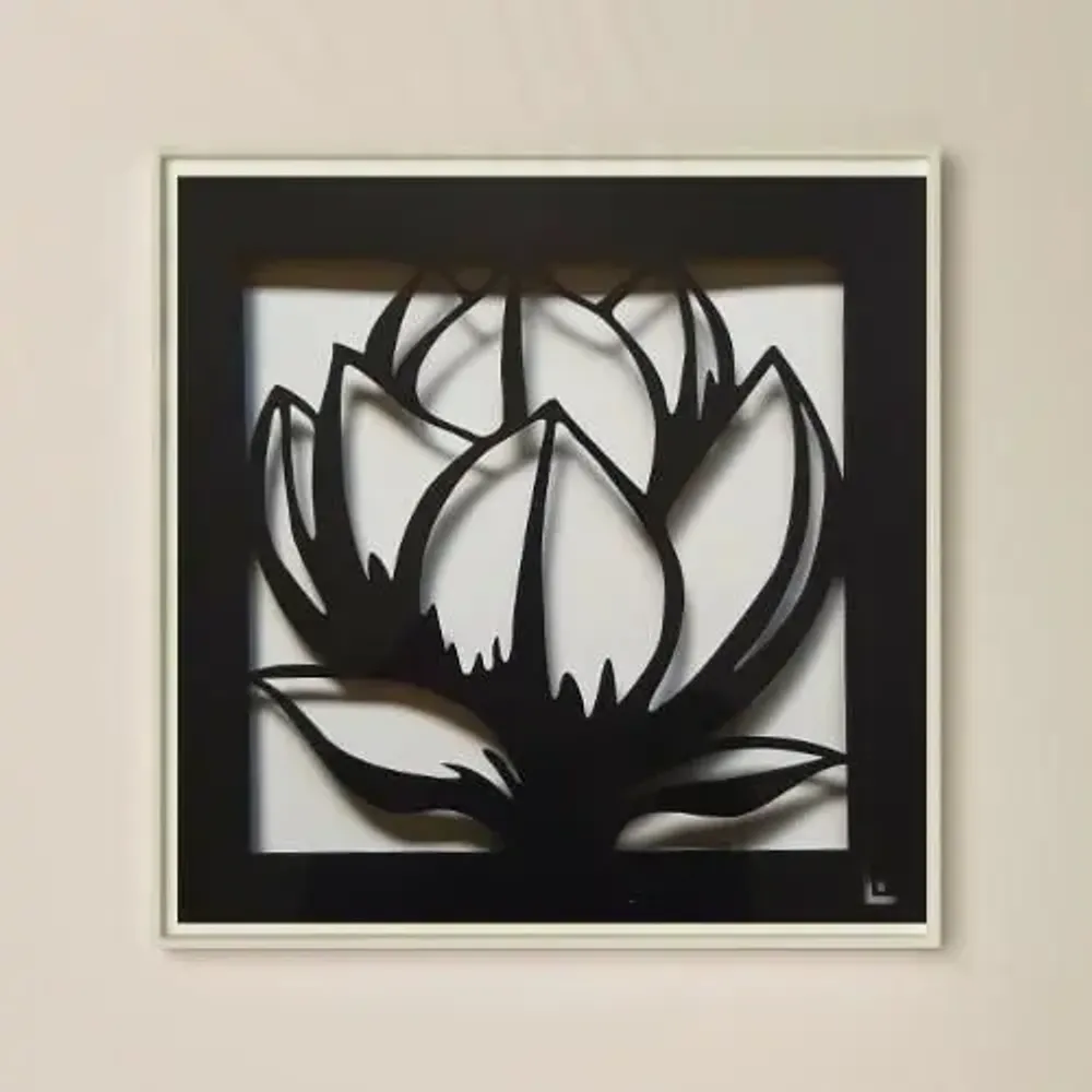Other wall decoration - Black Paper Cut - Handmade Cutting - MAGNOLIA FLOWER - LUMBRA BY PELLAS