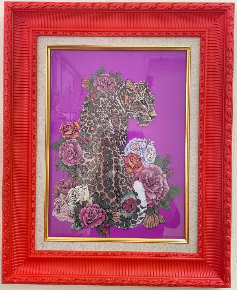 Autres décorations murales - Gems Painting Framed Art – Leopard in blooms - CHARITES GEMS