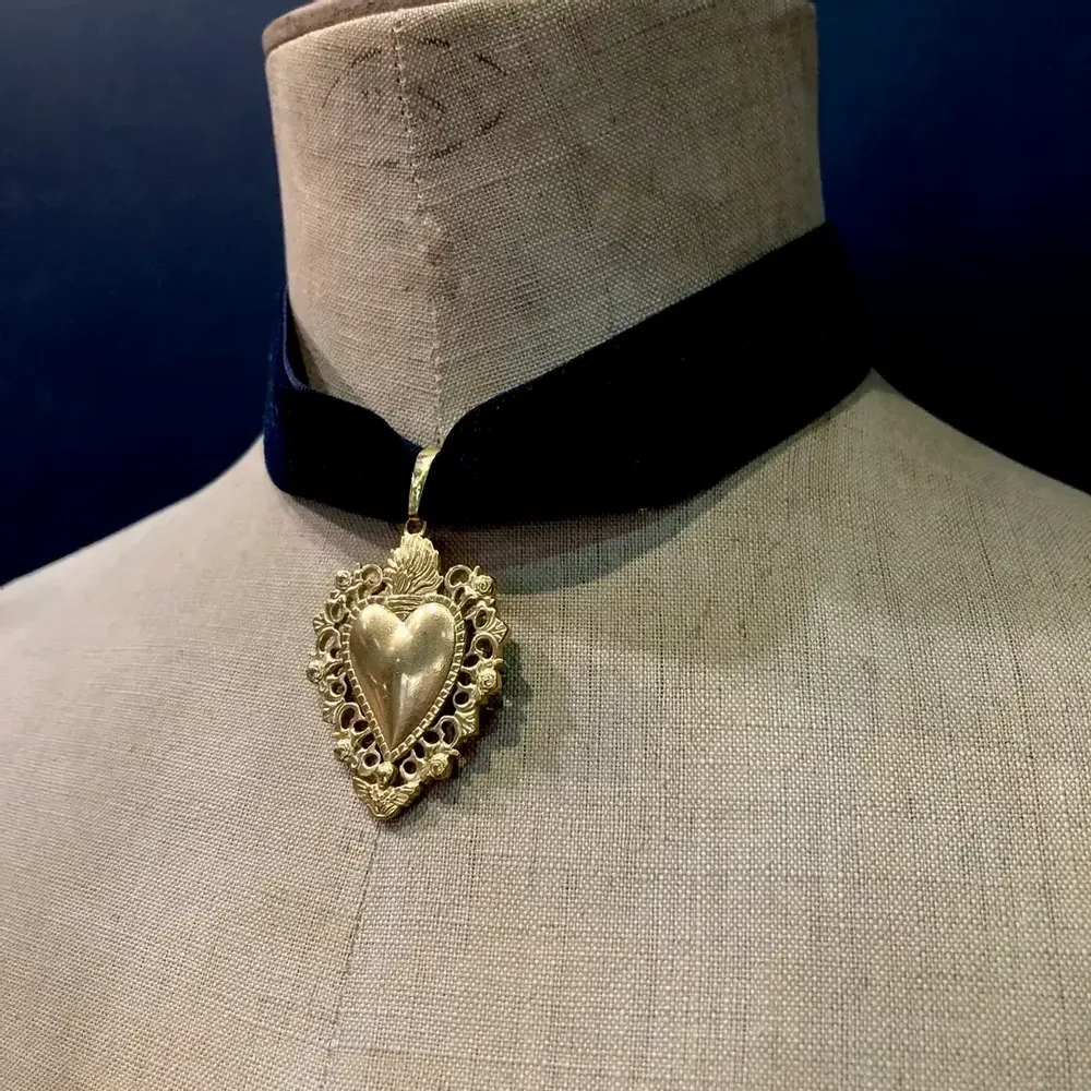 Bijoux - Choker Roméo - Velours bleu marine - FASCINATO