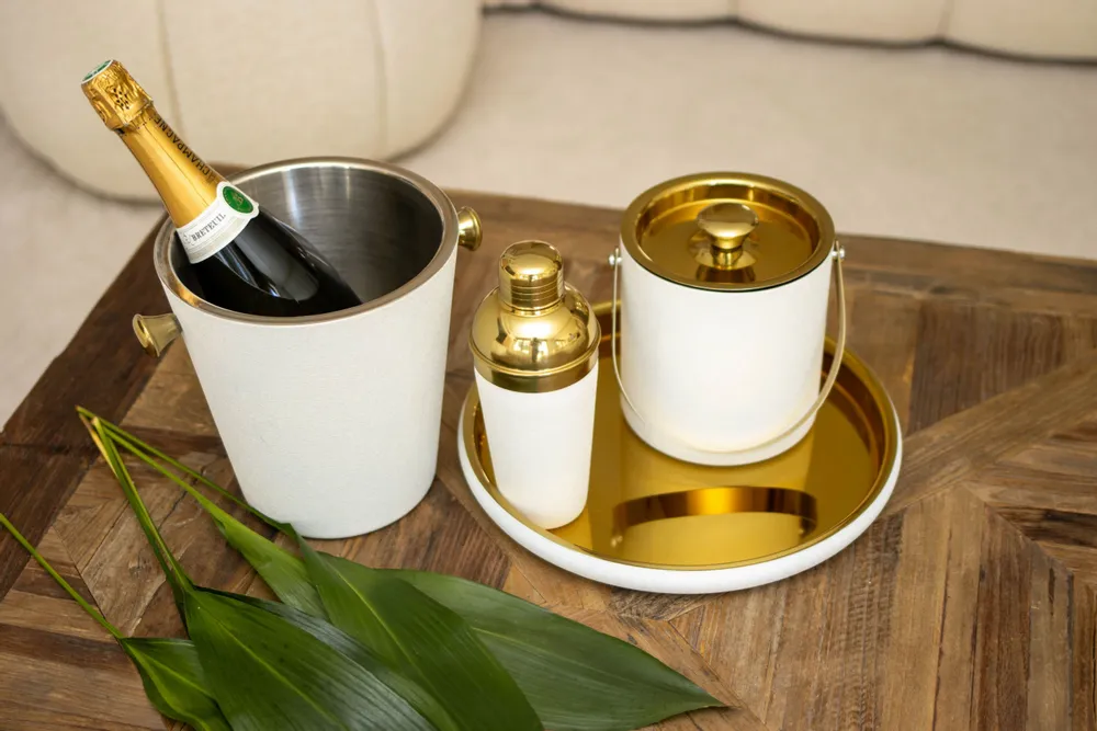Glass - Ecru and gold ice bucket 15x15x18.5cm - AULICA PROM ORF DIFFUSION