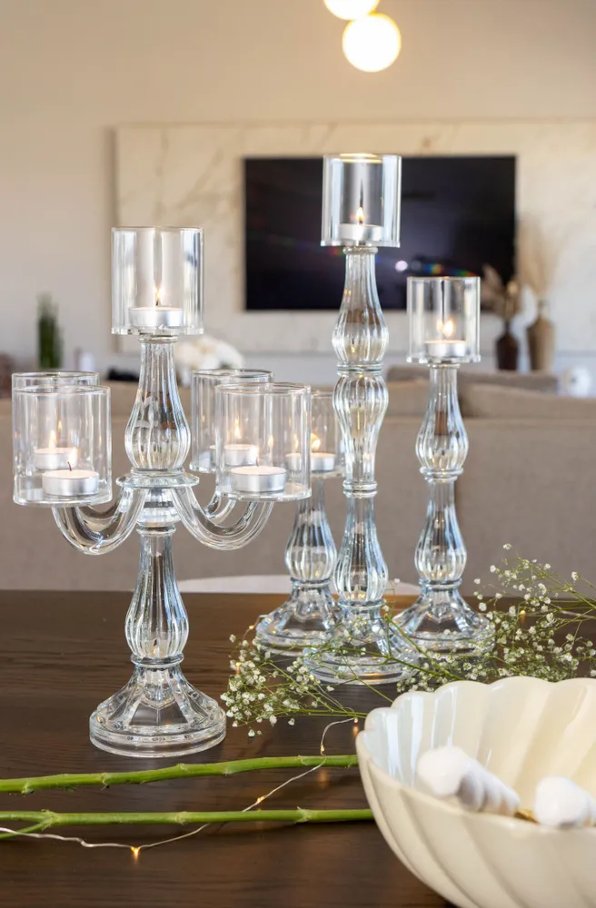 Decorative objects - Transparent 5-light candlestick h35cm - AULICA PROM ORF DIFFUSION