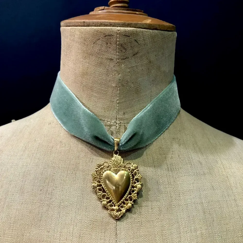 Bijoux - Choker Roméo - Velours vert - FASCINATO