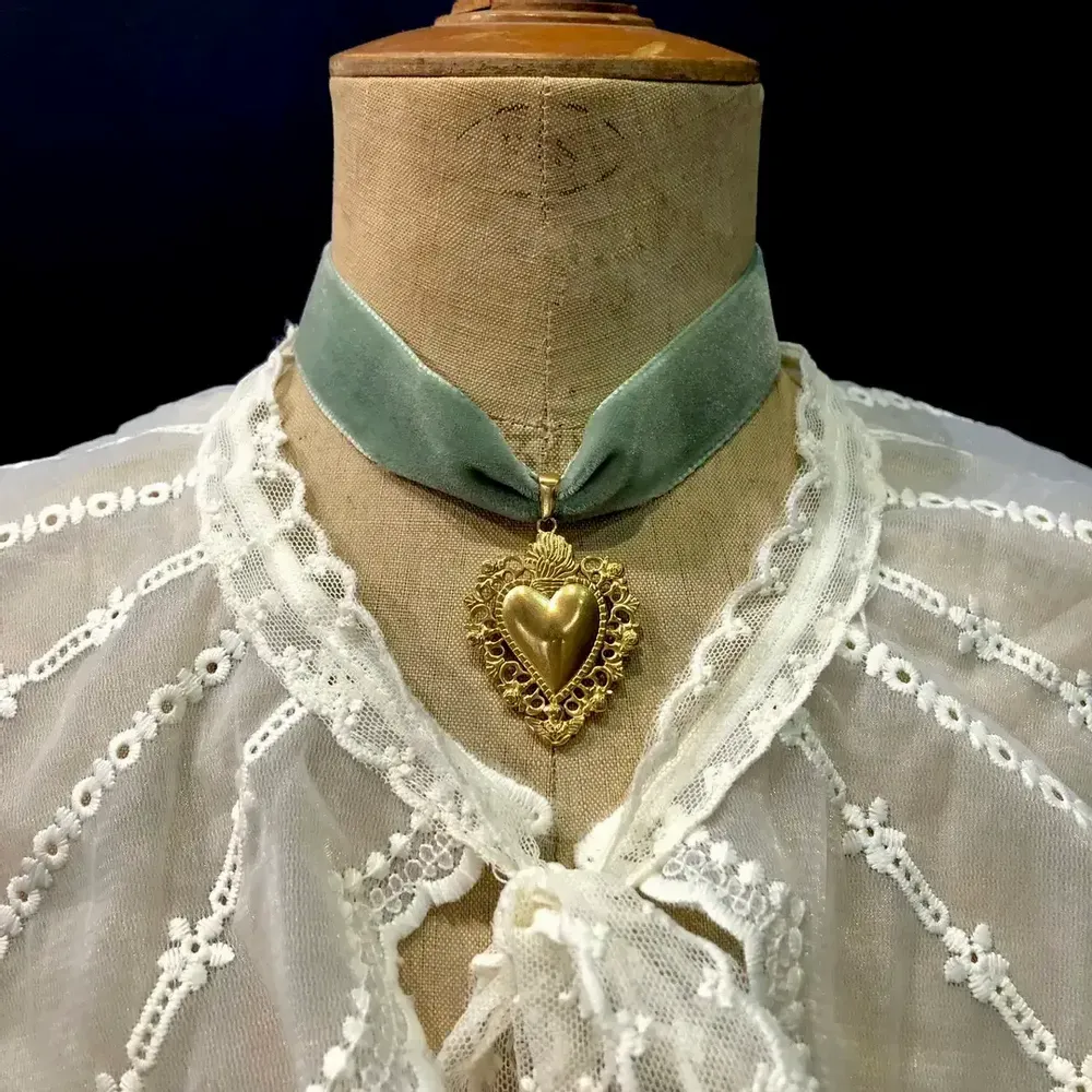 Bijoux - Choker Roméo - Velours vert - FASCINATO