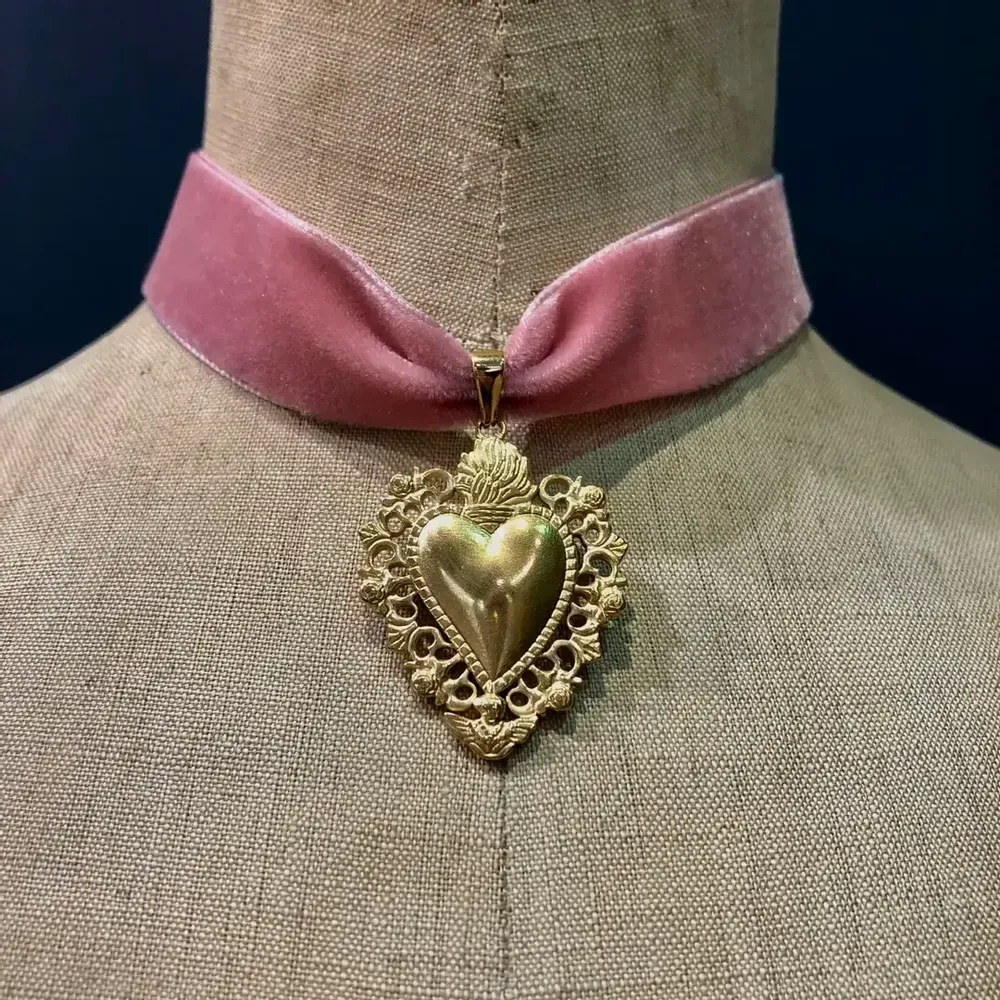 Bijoux - Choker Roméo - Velours rose - FASCINATO