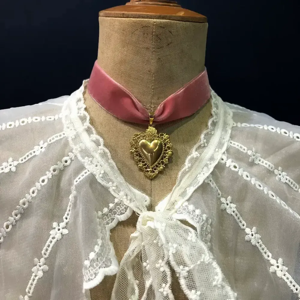 Bijoux - Choker Roméo - Velours rose - FASCINATO