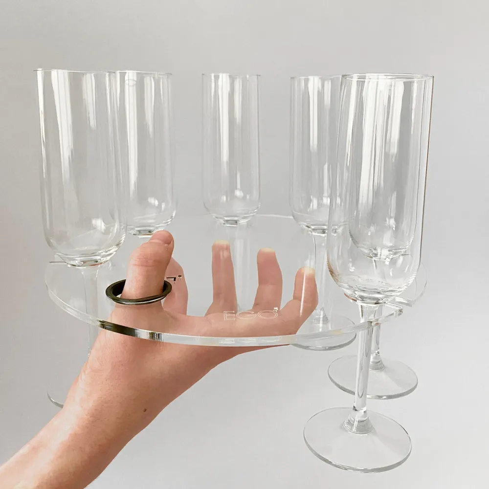 Wine accessories - Festa Sì! - Round perspex wine glass tray - EGOUNDESIGN