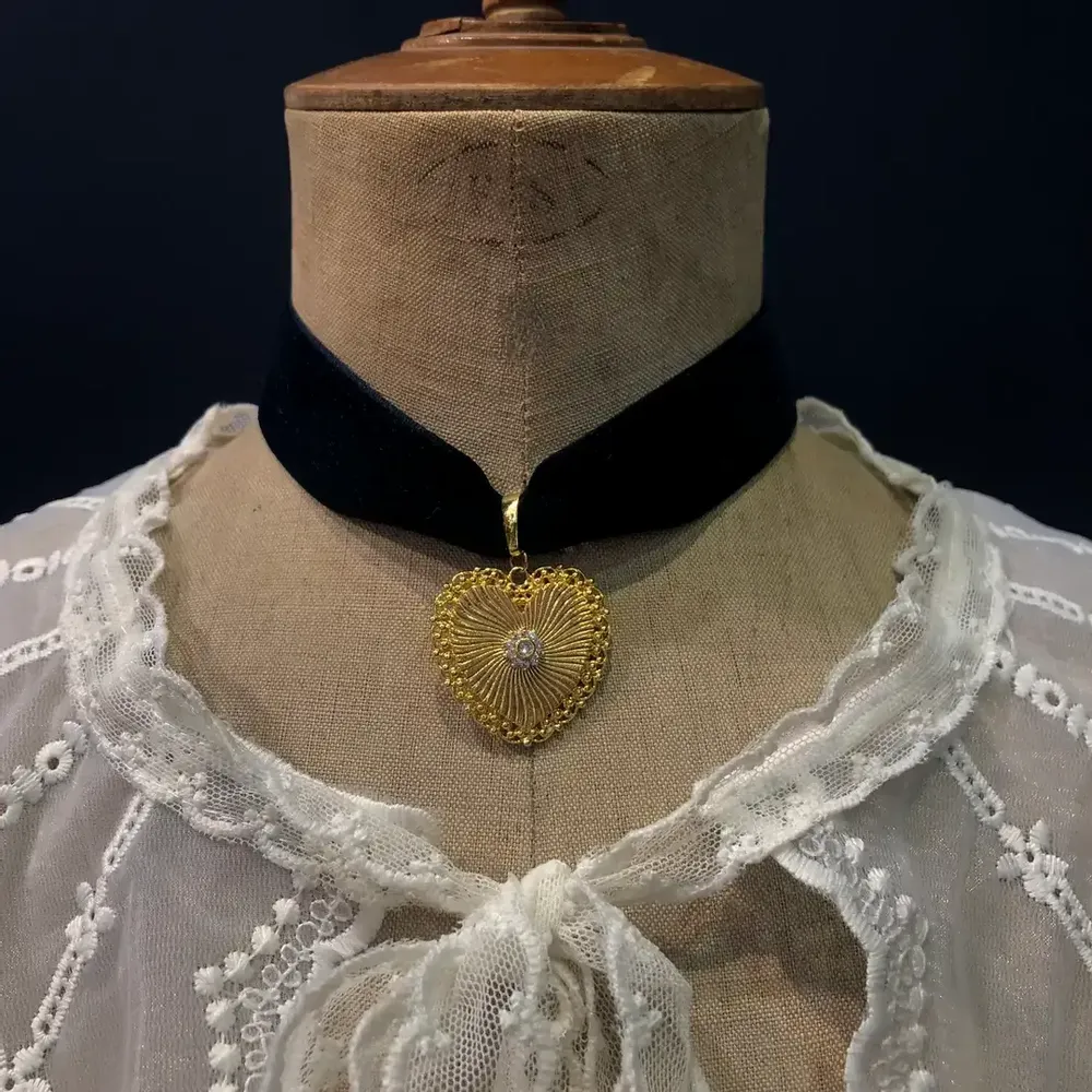 Bijoux - Choker Rosaline - Velours noir - FASCINATO