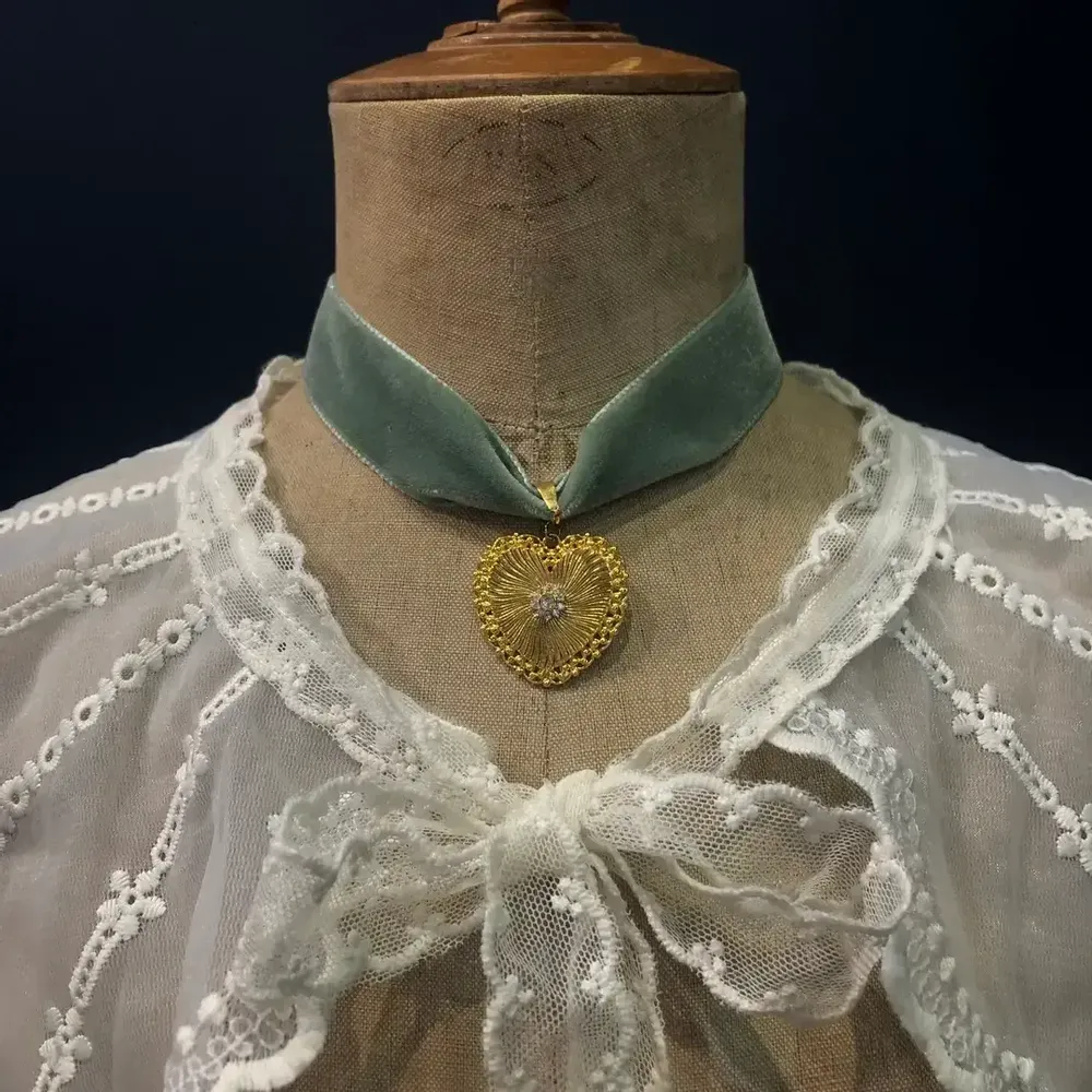 Bijoux - Choker Rosaline - Velours vert - FASCINATO