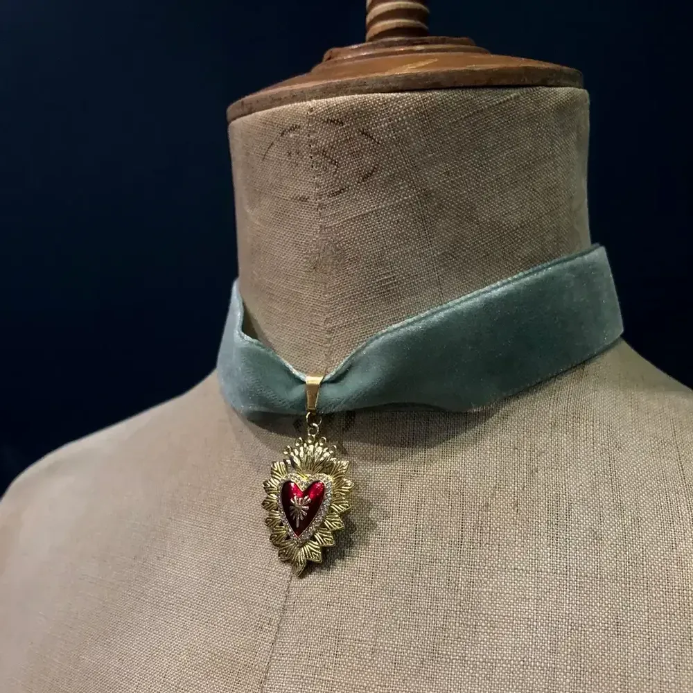 Jewelry - Necklace Tybalt - Choker in green velvet - FASCINATO